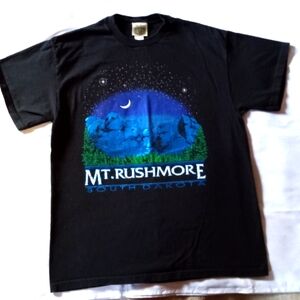 Mt Rushmore T Shirt Vintage 90s South Dakota Made In USA Fred Harvey L Metallic